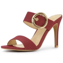 Allegra K Women's Buckle Stiletto Heels Slide Sandals -Allegra K GUEST 65b15923 a5d7 4a5b a217 ffce0a243ecd