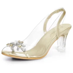 Allegra K Women's Clear Slingback Flower Rhinestone Peep Toe Heels Sandals -Allegra K GUEST 6607aeff ede0 410e 99ed 102f2eda906b