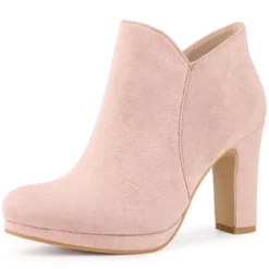 Allegra K Women's Round Toe Chunky Heeled Ankle Heel Boots -Allegra K GUEST 66a278cb b8de 4649 b6a0 53e93d28e16c