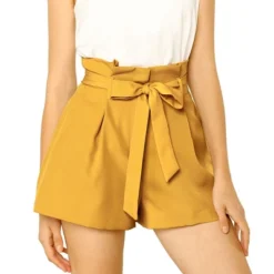 Allegra K Women's High Waist Bow Tie Short Paper Bag Shorts -Allegra K GUEST 6733e0f2 6f5a 4677 a8eb fcffed7871ae