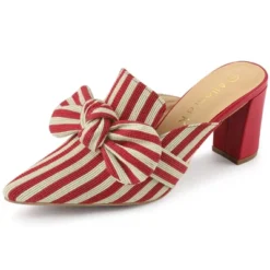 Allegra K Women's Stripe Bow Pointed Toe Block Heel Mules -Allegra K GUEST 68b83ceb 1c00 4035 8179 83580bff9567