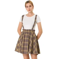 Allegra K Women's Plaid Pleated Mini Tartan Overall Skater Suspender Skirt -Allegra K GUEST 68eb3aed bc17 450b 803a d4c344579f4f