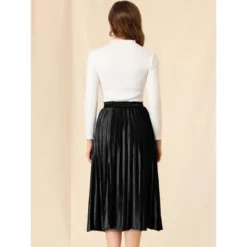 Allegra K Women's Accordion Swing Metallic Party Midi Pleated Skirt -Allegra K GUEST 68fb071f 5e9e 46ba bdf9 abb8e3889e8d