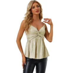 Allegra K Women's Sleeveless Deep V Neck Shimmer Metallic Peplum Party Cami Top -Allegra K GUEST 69f0beb8 8263 4f1b 839d 389989a05ca1