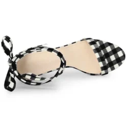 Allegra K Women's Check Lace Up Clear Chunky Heels Sandals -Allegra K GUEST 6a134af6 1353 4125 8385 c21874dd3748