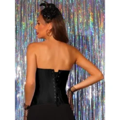 Allegra K Women's Gothic Satin Lace Up Over Bust Shapewear