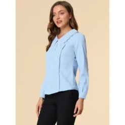 Allegra K Women's Peter Pan Collar Shirt Crochet Trim Long Sleeve Chiffon Work Office Blouse -Allegra K GUEST 6a6e423f ca13 4fa2 9f44 9b478fadfd82