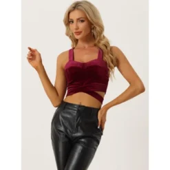 Allegra K Women's Party Velvet Sleeveless Spaghetti Strap Deep V Crop Cami Tank Top 8 Allegra K Women's Party Velvet Sleeveless Spaghetti Strap Deep V Crop Cami Tank Top -Allegra K GUEST 6a92a1cd e0d7 4636 a22e dbb3eb069388