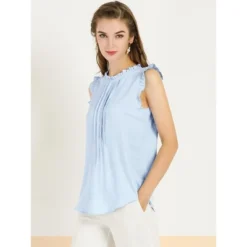 Allegra K Women's Ruffled Business Office 1950s Vintage Sleeveless Blouses -Allegra K GUEST 6aaf4786 68f8 4897 9121 7a9130dadb86