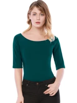 Allegra K Women's Half Sleeves Scoop Neck Fitted Layering Soft T-Shirt -Allegra K GUEST 6ac01eef 020e 40c7 87c9 94beb4b5651c