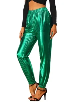 Allegra K Women's Metallic Trousers Shiny Sparkle Elastic Waist Holographic Pants -Allegra K GUEST 6ac1796e 730a 4deb 8c7b 421c4f26ef60