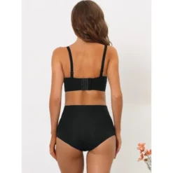 Allegra K Women's Wirefree Non-Slip Front Buckles Strapless Bandeau Bra And Panty Sets