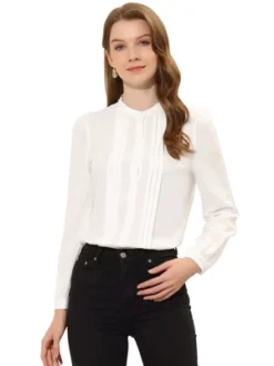 Allegra K Women's Elegant Stand Collar Long Sleeve Blouse -Allegra K GUEST 6ae4b4cc 49b7 4254 af60 f46def5039ff
