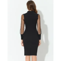 Allegra K Women's Mock Neck Mesh Dots Long Sleeve Button Decor Sheath Midi Dress 8 Allegra K Women's Mock Neck Mesh Dots Long Sleeve Button Decor Sheath Midi Dress -Allegra K GUEST 6b5d9339 0109 4a72 beed d62b37709cde