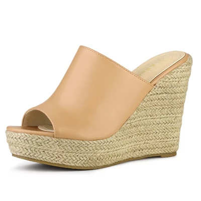 Allegra K Women's Espadrille Wedge Platform Mules 9 Allegra K Women's Espadrille Wedge Platform Mules - Image 9