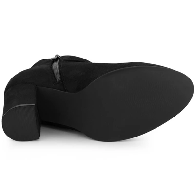 Allegra K Women's Buckle Side Zip Chunky Heels Ankle Boots 5 Allegra K Women's Buckle Side Zip Chunky Heels Ankle Boots - Image 5