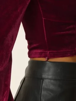 Allegra K O-Ring Cut Out Tops For Women's Sweetheart Neck Long Sleeve Crop Velvet Blouse Top -Allegra K GUEST 6ba23b3d 50db 4ede aec1 2ddbfe3e31cf