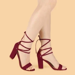 Allegra K Women's Tie Up Strappy Chunky High Heels Sandal