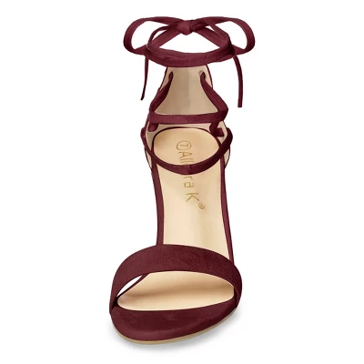 Allegra K Women's Tie Up Strappy Chunky High Heels Sandal 2 Allegra K Women's Tie Up Strappy Chunky High Heels Sandal - Image 2