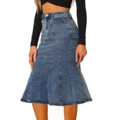 Allegra K Women's High Waist Jean Denim Fishtail Ruffle Skirt -Allegra K GUEST 6f079473 8219 4a17 816e ceea531f05ff