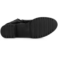 Allegra K Women's Round Toe Chunky Heels Patent Leather Mid Calf Boots -Allegra K GUEST 70009c70 53b5 4cbe 906c 6d39d877049d