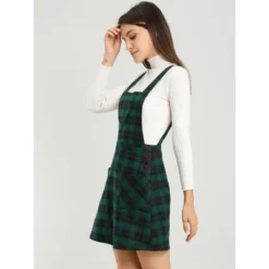 Allegra K Women's Plaid Tartan Button Decor A-Line Pinafore Overall Dress -Allegra K GUEST 7063a571 b336 4e01 81c1 2a048072f1a2