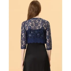 Allegra K Women's Crop 3/4 Sleeve Sheer Floral Lace Shrug Cardigan Top -Allegra K GUEST 70bb0e9a 47c1 4d5e a3f7 7241f545ec26