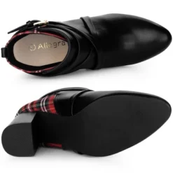 Allegra K Women's Plaid Pointed Toe Crisscross Strap Block Heels Ankle Boots -Allegra K GUEST 7116c0b9 c6d9 497d b810 908839417045