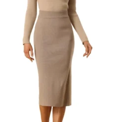 Allegra K Women's High Waist Stretchy Rib Knit Slit Hem Pencil Bodycon Sweater Skirt 10 Allegra K Women's High Waist Stretchy Rib Knit Slit Hem Pencil Bodycon Sweater Skirt -Allegra K GUEST 71abefd7 80dd 4f09 b956 b5b5dcb9547e