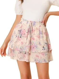 Allegra K Women's Floral Printed A-Line Chiffon Layered Mini Skirt -Allegra K GUEST 7201c6a6 f8de 4a9f abf3 3b068ddeaade