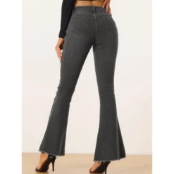 Allegra K Women's Flared Beaded Raw Hem Bell Bottom Casual Jeans Denim Pants -Allegra K GUEST 720469ac 8ea9 4008 a6f2 2f7e6308acba