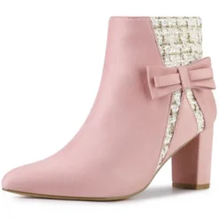 Allegra K Women's Plaid Pointed Toe Block Heels Ankle Boots -Allegra K GUEST 7227ed7e 8d1f 4934 85bf dd1c8e0e817a