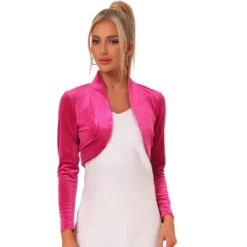 Allegra K Women's Long Sleeve Cocktail Party Open Front Cropped Velvet Bolero Shrugs -Allegra K GUEST 728f9eed 53d6 46bc abb7 0c3cf7961252
