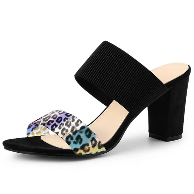 Allegra K Women's Leopard Printed Block Heeled Slide Sandals 8 Allegra K Women's Leopard Printed Block Heeled Slide Sandals - Image 8