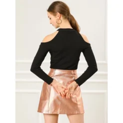 Allegra K Women's Metallic Shiny Holographic High Waist Zipper Mini Skirts -Allegra K GUEST 72ae43b4 c551 4f8a a451 de4ff5c525cf