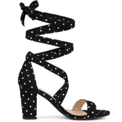 Allegra K Women's Polka Dots Lace Up Chunky Heels Sandals -Allegra K GUEST 72eaf583 4ba7 430d bcfd 3b5e9d7e36cd