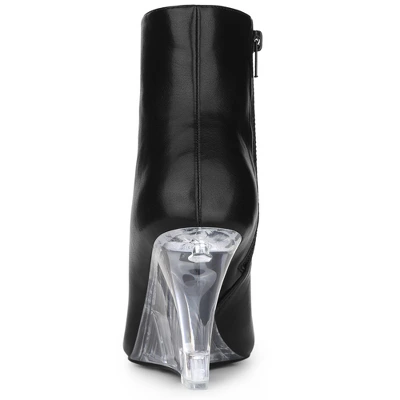 Allegra K Women's Pointed Toe Clear Wedge Heels Ankle Boots 2 Allegra K Women's Pointed Toe Clear Wedge Heels Ankle Boots - Image 2