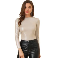 Allegra K Women's Long Sleeve Sparkly Party Glitter Shiny Metallic Tops -Allegra K GUEST 738fefe8 38b3 4f6e a8ac 6c15431dd190