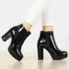 Allegra K Women's Rounded Toe Chunky Heel Platform Ankle Boots