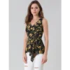 Allegra K Women's Sleeveless V Neck Tie Waist Asymmetric Hem Wrap Peplum Tank Tops