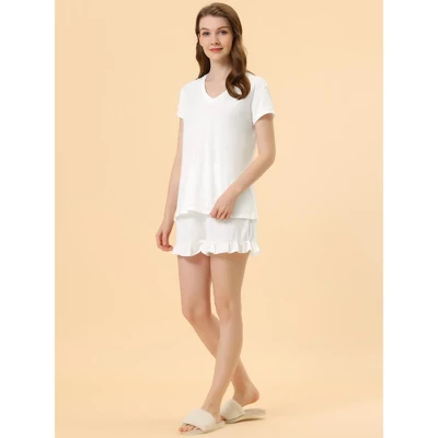 Women's Summer Pajamas Short Sleeves Tops And Shorts Sleepwear Lounge Sets 2 Women's Summer Pajamas Short Sleeves Tops And Shorts Sleepwear Lounge Sets - Image 2