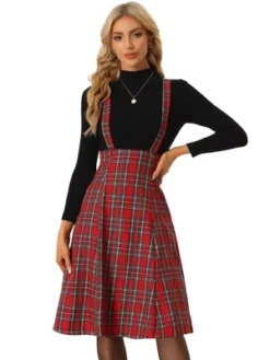 Allegra K Women's Plaid Midi Tartan Pinafore Skirt -Allegra K GUEST 74d31491 d76e 40cd 8ca7 aeb20e973b6c