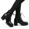 Allegra K Women's Platform Chunky Heel Combat Boots