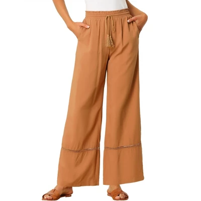 Allegra K Women's Casual Loose High Waist Drawstring Wide Leg Palazzo Pants With Pockets 5 Allegra K Women's Casual Loose High Waist Drawstring Wide Leg Palazzo Pants With Pockets - Image 5