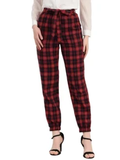 Allegra K Women's Elastic High Waist Leisure Plaid Pants With Pockets -Allegra K GUEST 76e62dbb 19c1 4ffb 94b0 ef002ceb3bc8