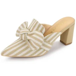 Allegra K Women's Stripe Bow Pointed Toe Block Heel Mules -Allegra K GUEST 76f7a91a 3c4f 4cb4 94a6 f3a224d5b5d1