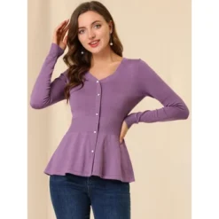 Allegra K Women's V Neck Long Sleeve Ribbed Pullover Knitted Peplum Top 20 Allegra K Women's V Neck Long Sleeve Ribbed Pullover Knitted Peplum Top -Allegra K GUEST 77568622 442f 4549 8385 b255c2acb40c