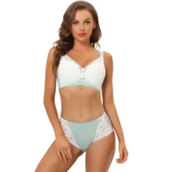 Allegra K Women's Wide Back Smoothing Floral Lace Wirefree Push Up Bra Sets -Allegra K GUEST 775cae56 849d 4800 be21 92e8f08a0c28