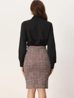 Allegra K Women's Plaid Tweed High Waist Split Office Pencil Wrap Skirt -Allegra K GUEST 77672fae f5d2 476d 8f99 42dcafc529d7