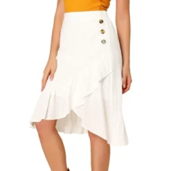 Allegra K Women's Button Decor High Waist Solid Color Asymmetrical Ruffle Skirt 15 Allegra K Women's Button Decor High Waist Solid Color Asymmetrical Ruffle Skirt -Allegra K GUEST 7773beee 49bc 4a3d af01 b46d88898e20